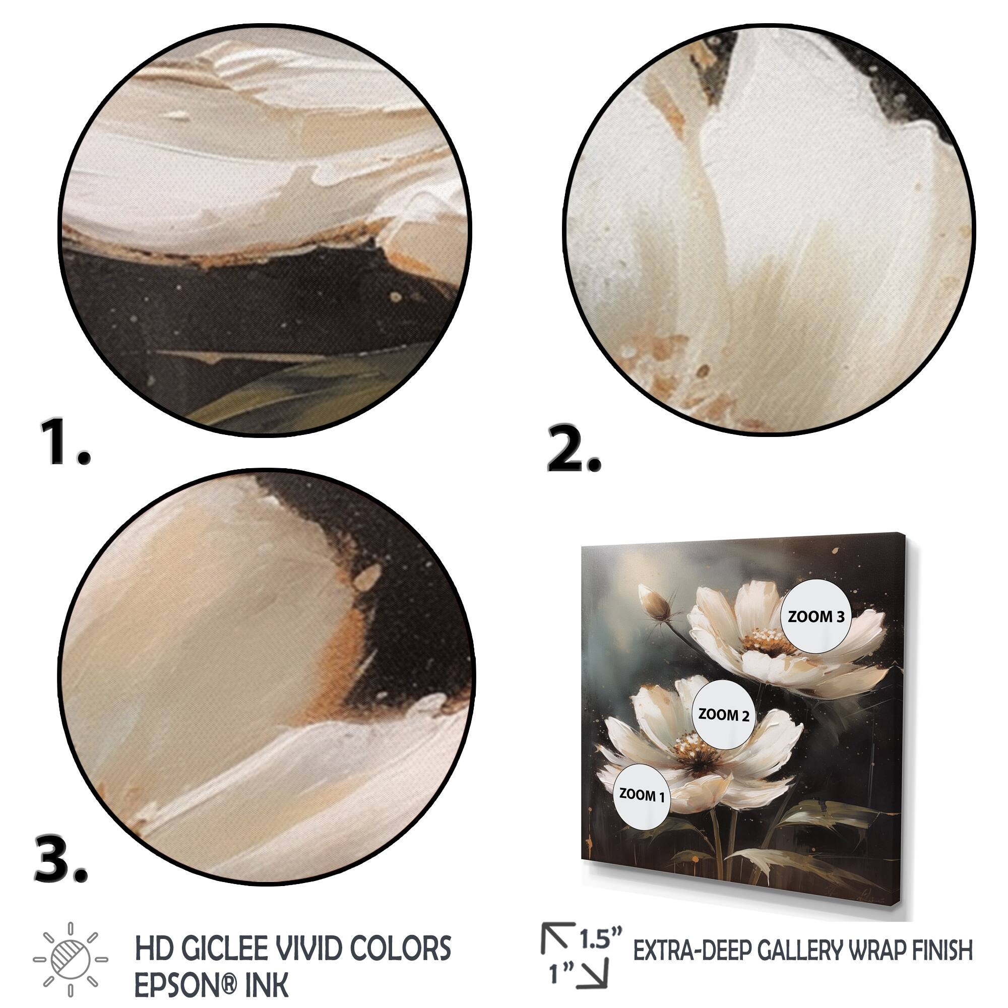 Designart "Melodies Of Daisy White And Black I" Floral Daisy Wall Decor